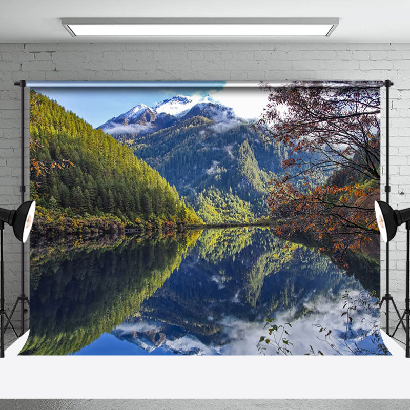 Aperturee - Mountain Trees Reflected In Clear River Backdrop