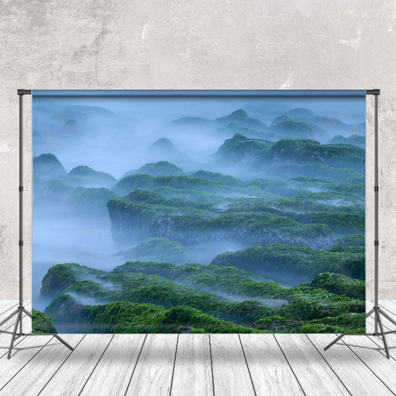 Aperturee - Misty Mountains Natural Scenery Photo Backdrop