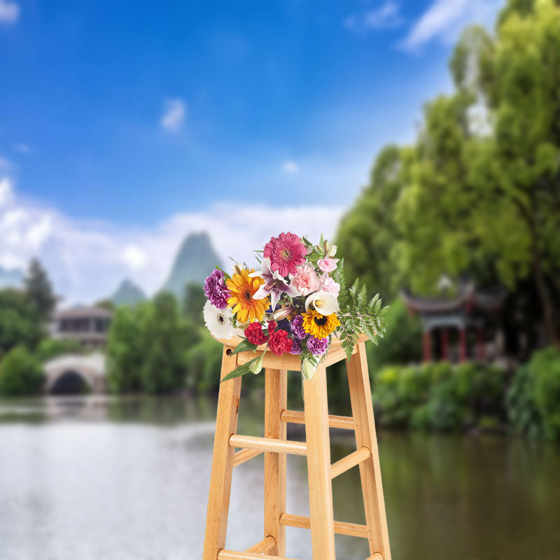 Aperturee - Guting Lake Water Boat Mountain Landscape Backdrop