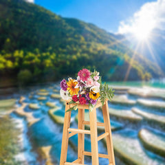 Aperturee - Lake Water Ladder Artificial Landscape Photo Backdrop