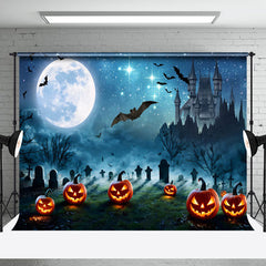 Aperturee - Horror Night Bat Castle Pumpkin Halloween Backdrop