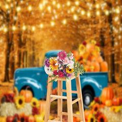 Aperturee - Blue Pickup Pumpkin Autumn Harvest Photo Backdrop