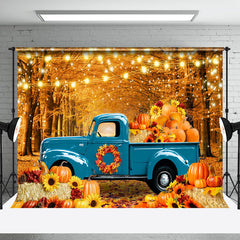 Aperturee - Blue Pickup Pumpkin Autumn Harvest Photo Backdrop