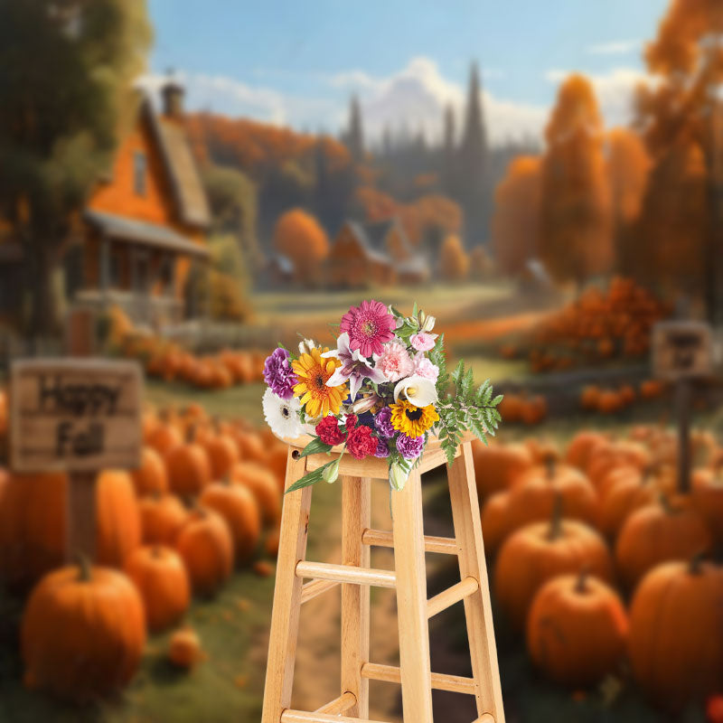 Aperturee - Countryside Harvest Pumpkin Autumn Photo Backdrop