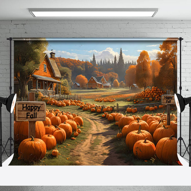 Aperturee - Countryside Harvest Pumpkin Autumn Photo Backdrop