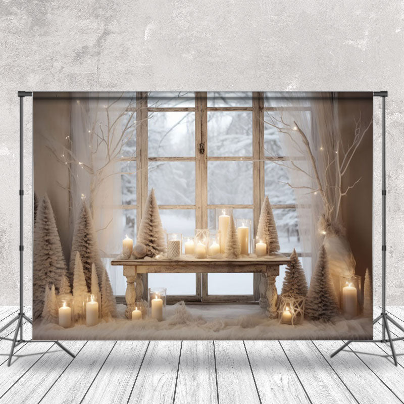 Aperturee - Aperturee Holy White Candlelight Window Christmas Backdrop