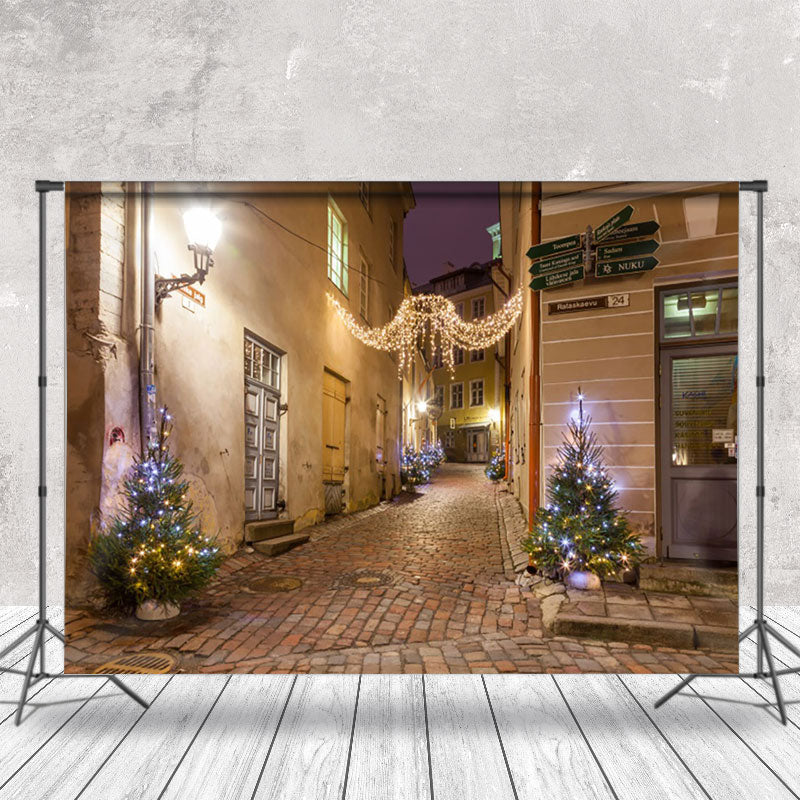 Aperturee - Aperturee Retro Street Light Strip Merry Christmas Backdrop