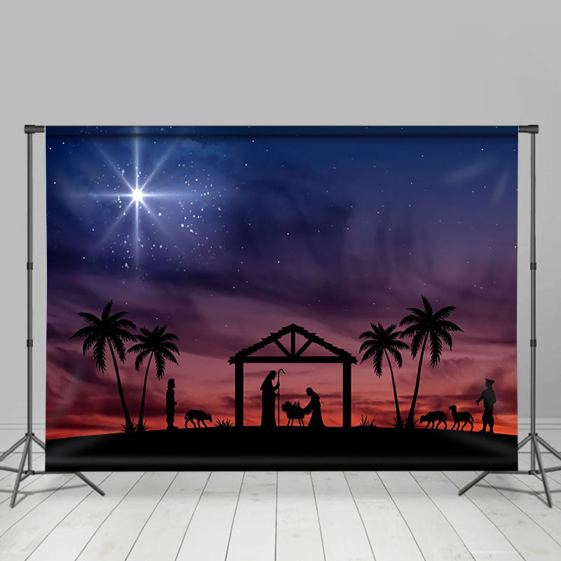 Aperturee - Aperturee Starry Night Holy Light Nativity Christmas Backdrop