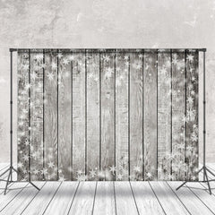 Aperturee - Aperturee Winter Snowflake Grey Wood Christmas Vibe Backdrop