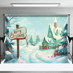 Aperturee - Aperturee Wild Snowy Field House Path Merry Christmas Backdrop