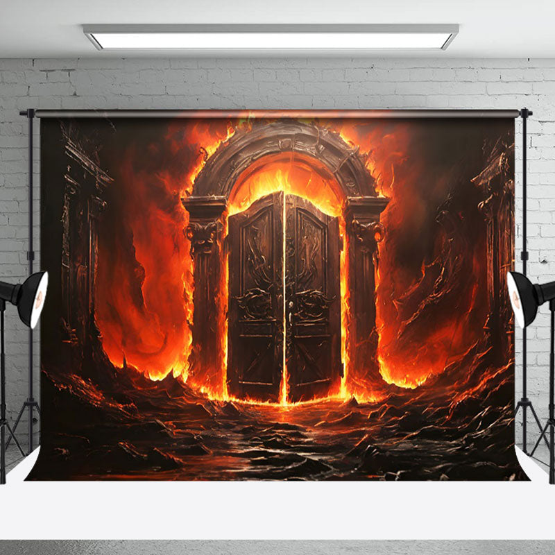 Aperturee - Hell Burning Door Portrait Photography Backdrop