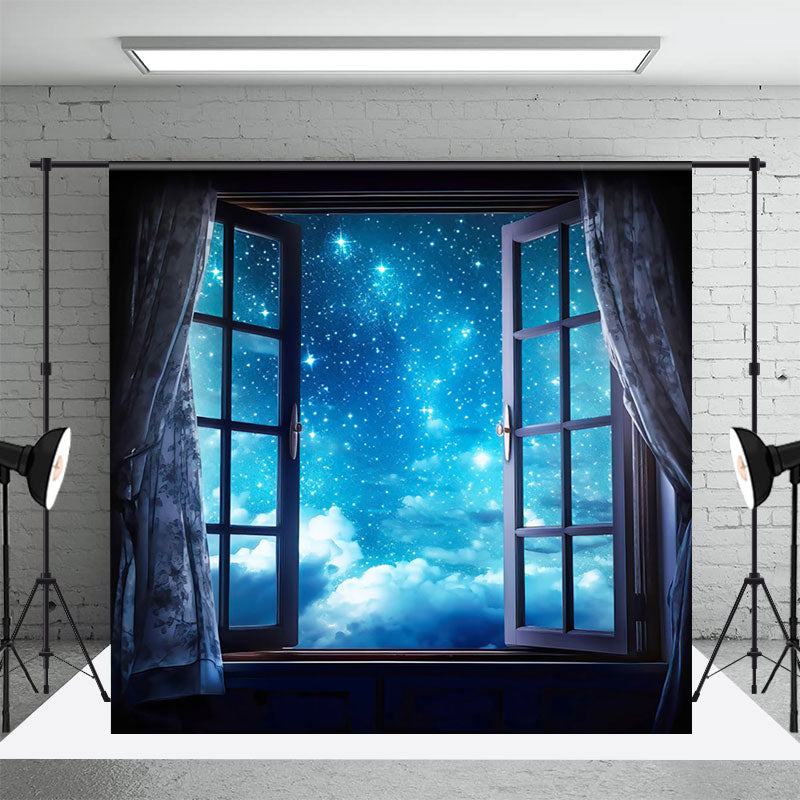 Aperturee - Dreamy Starry Sky Open Window Photography Backdrop