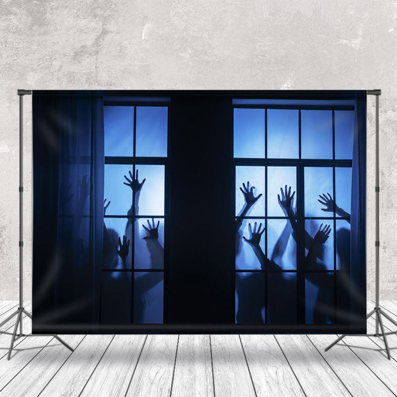 Aperturee - Scary Handprint Window Halloween Photo Backdrop