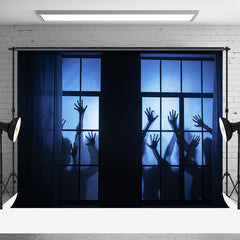 Aperturee - Scary Handprint Window Halloween Photo Backdrop