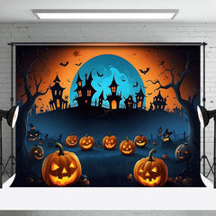 Aperturee - Scary Night Moon Pumpkin Halloween Backdrop