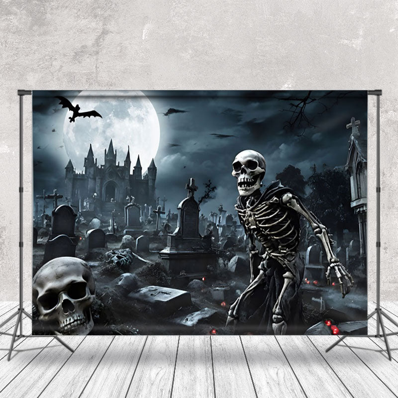 Aperturee - Graveyard Skeleton Scary Castle Halloween Backdrop