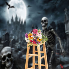 Aperturee - Graveyard Skeleton Scary Castle Halloween Backdrop