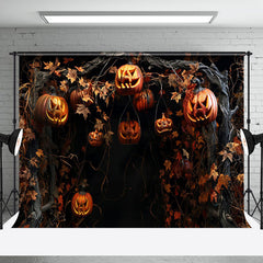 Aperturee - Dead Branches Hanging Pumpkins Halloween Backdrop