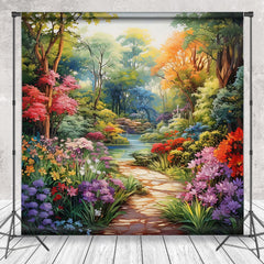 Aperturee - Vibrant Floral Forest Spring Photo Backdrop