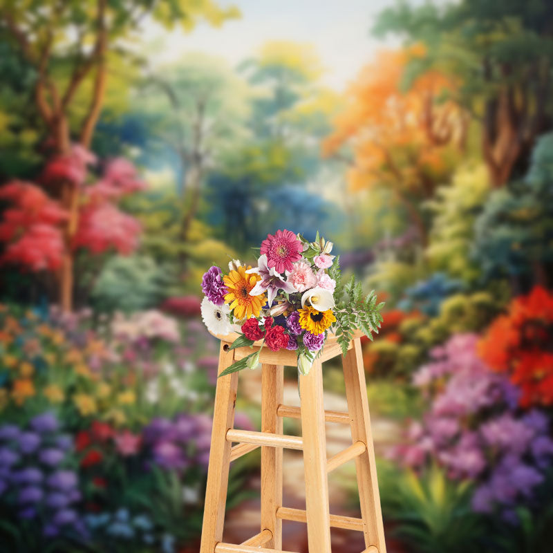 Aperturee - Vibrant Floral Forest Spring Photo Backdrop