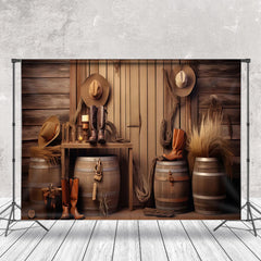 Aperturee - Wooden Barrel Boots Cowboy Phorogrpahy Backdrop