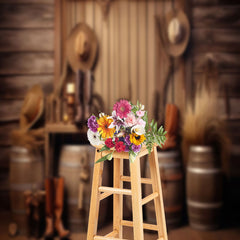 Aperturee - Wooden Barrel Boots Cowboy Phorogrpahy Backdrop