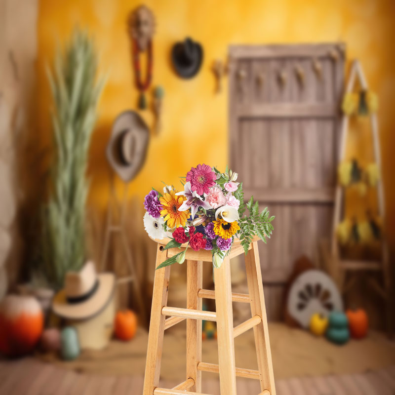 Aperturee - Vintage Cowboy Wood Door Photography Backdrop