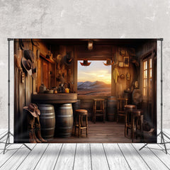 Aperturee - Barrel Western Cowboy Sunset Photo Backdrop