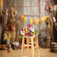 Aperturee - Haystack Wheel Pumpkin Autumn Photo Backdrop