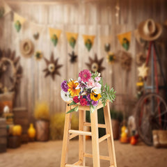 Aperturee - Wooden House Vintage Haystack Fall Backdrop