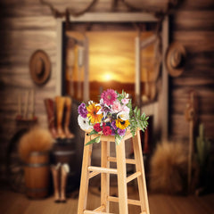 Aperturee - Rustic Wooden Cowboy Boots Photography Backdrop