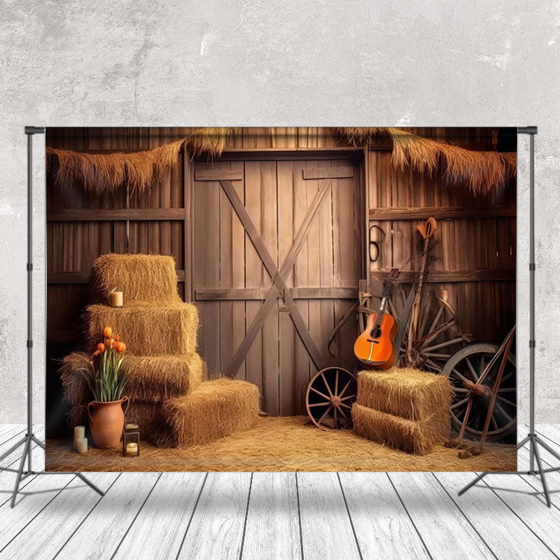 Aperturee - Haystack Guitar Wood Door Vintage Photo Backdrop