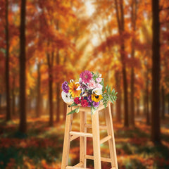 Aperturee - Forest Autumn Leaves Sunshine Photo Backdrop