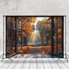 Aperturee - Cedar Forest Open Window Autumn Photography Backdrop