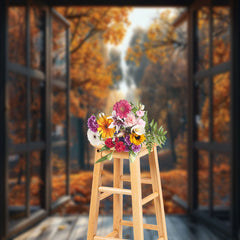 Aperturee - Cedar Forest Open Window Autumn Photography Backdrop