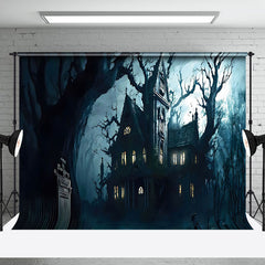 Aperturee - Horror Castle Misty Forest Halloween Backdrop