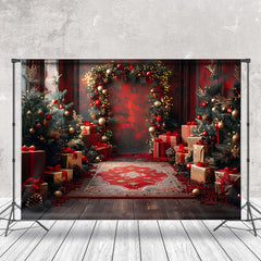 Aperturee - Aperturee Classical Palace Trees Festive Christmas Backdrop