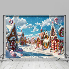 Aperturee - Aperturee Winter Wonderland Blue Sky Snowy Christmas Backdrop