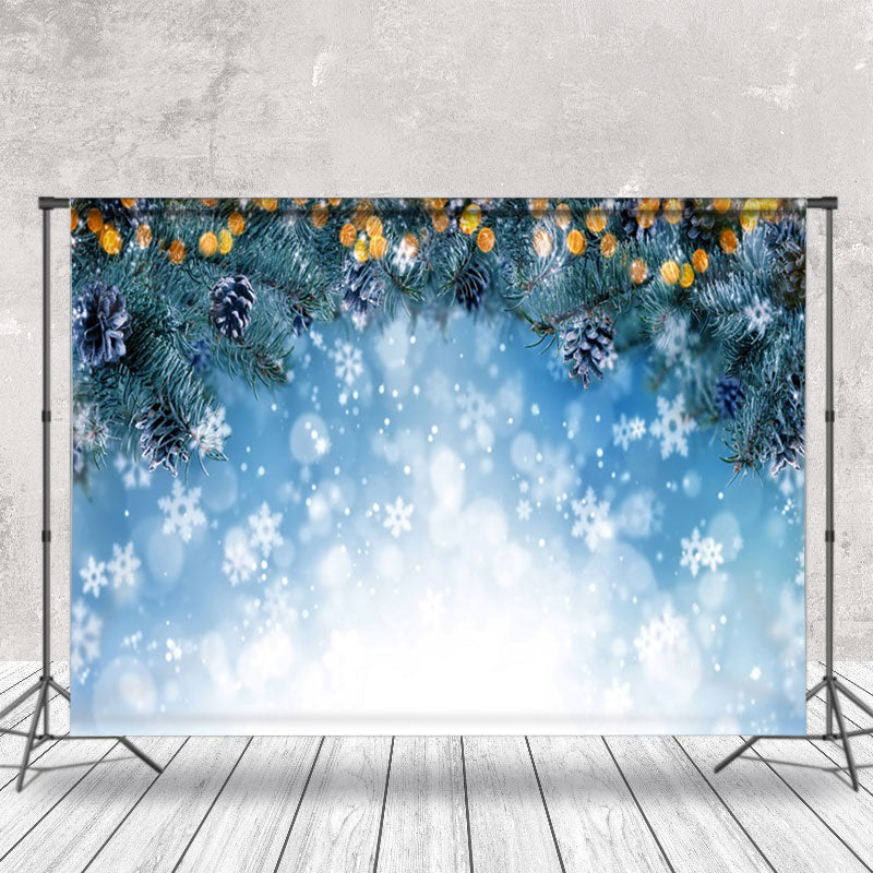 Aperturee - Aperturee Snowflake Light Blue Bokeh Hazelnut Winter Backdrop