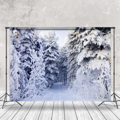 Aperturee - Aperturee Winter Snow Pine Forest White World Photo Backdrop