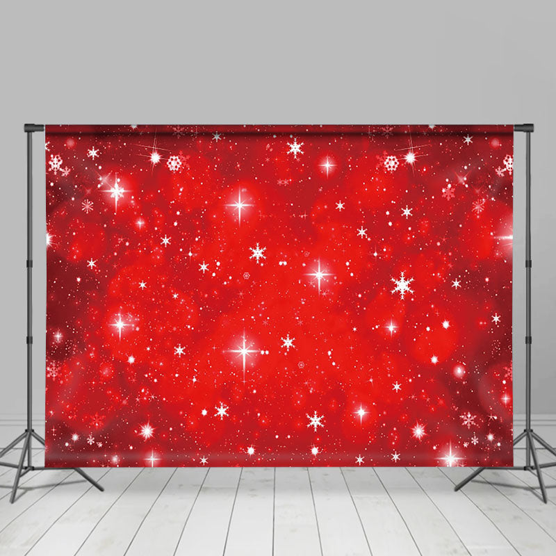 Aperturee - Aperturee Warm Red Shining Bokeh Snowflake Christmas Backdrop