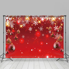 Aperturee - Aperturee Red Sparkle Snowflake Bauble Merry Christmas Backdrop