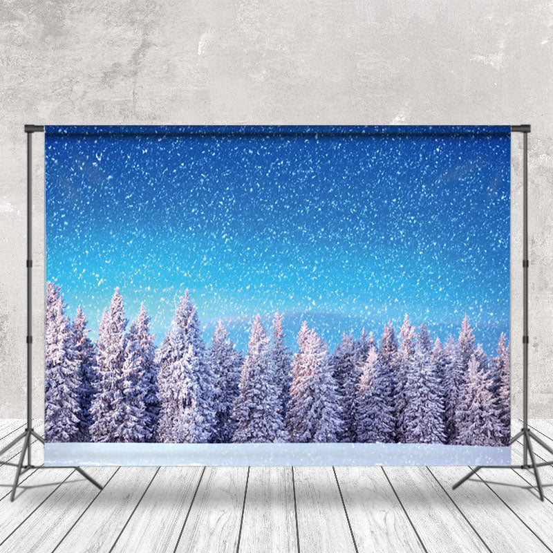 Aperturee - Aperturee Snowy Pine Forest Winter Backdrop For Photography