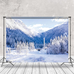 Aperturee - Aperturee Snow Mountain Sky Forest Landscape Winter Backdrop