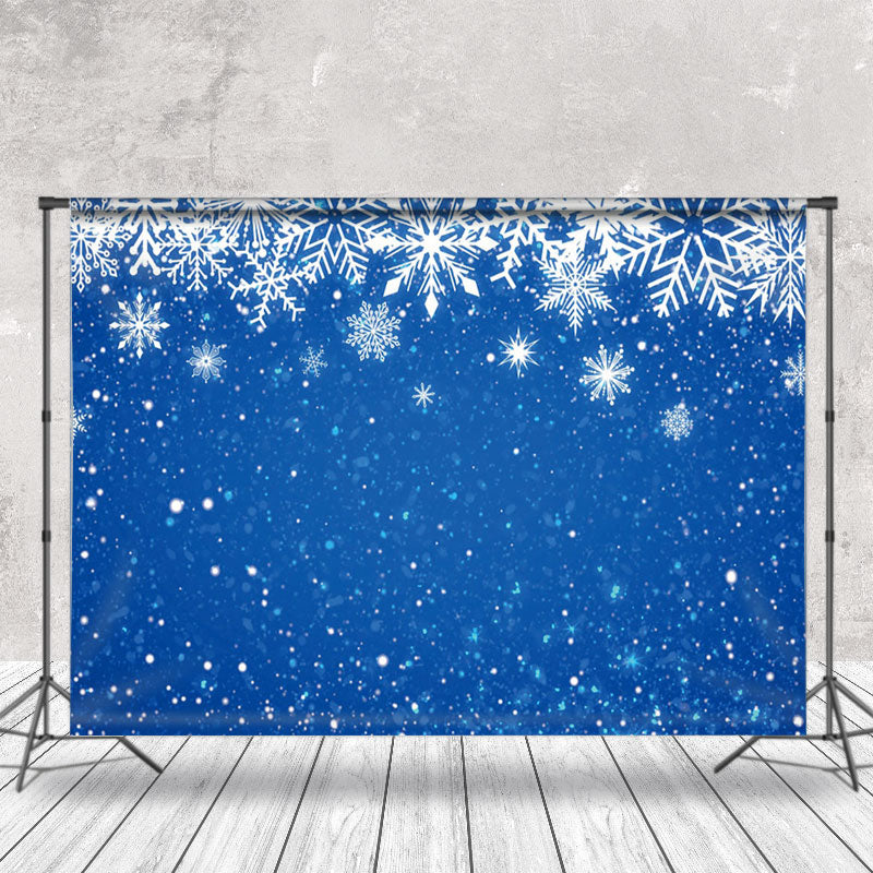 Aperturee - Aperturee Pure White Snowflakes Blue Winter Photo Backdrop