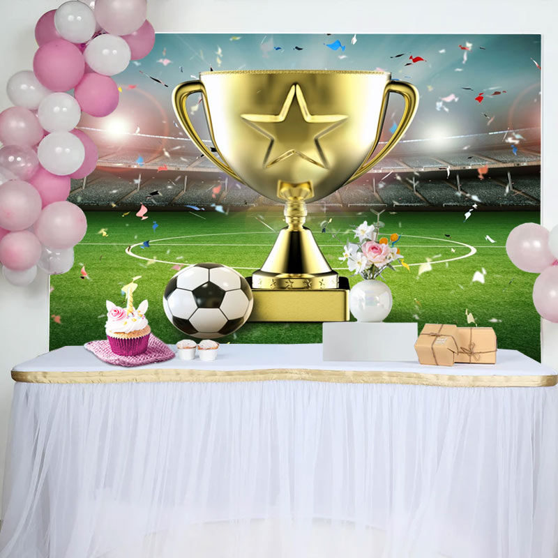 Aperturee - Aperturee Celebratory Trophy Football Victory Moment Backdrop