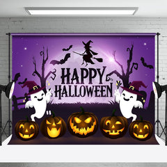 Aperturee - Aperturee Spooky Joyful Halloween Night Ghost Pumpkin Backdrop