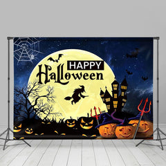 Aperturee - Aperturee Gothic Castle Pumpkin Lanterns Halloween Backdrop