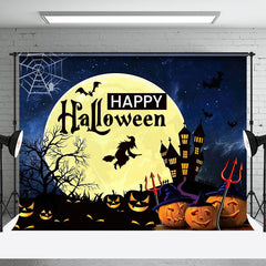 Aperturee - Aperturee Gothic Castle Pumpkin Lanterns Halloween Backdrop