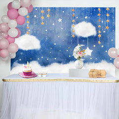 Aperturee - Aperturee Twinkle Blue Sweet Sky Night Baby Shower Backdrop